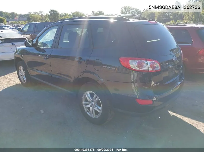 5NMSGDAB8AH362736 2010 Hyundai Santa Fe Gls