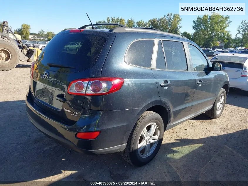 2010 Hyundai Santa Fe Gls VIN: 5NMSGDAB8AH362736 Lot: 40395375