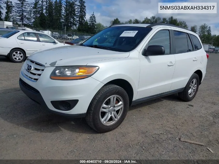 2010 Hyundai Santa Fe Gls VIN: 5NMSG3ABXAH334317 Lot: 40403710