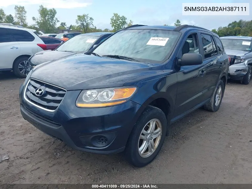 2010 Hyundai Santa Fe Gls VIN: 5NMSG3AB2AH387111 Lot: 40411089