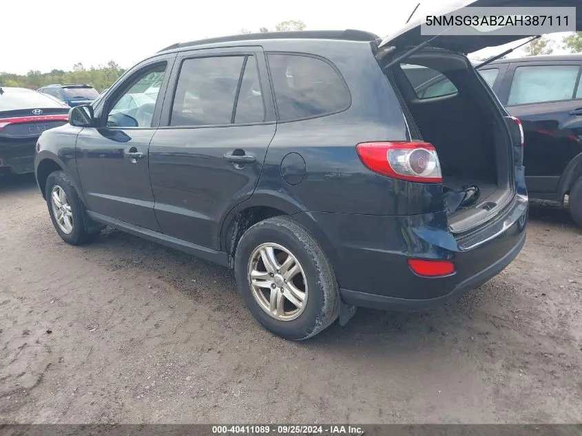 5NMSG3AB2AH387111 2010 Hyundai Santa Fe Gls