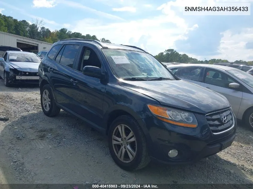 5NMSH4AG3AH356433 2010 Hyundai Santa Fe Se