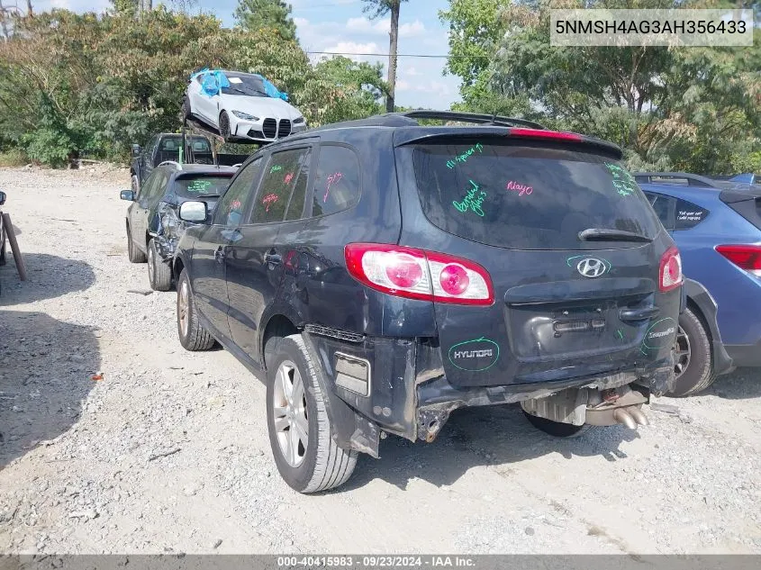 5NMSH4AG3AH356433 2010 Hyundai Santa Fe Se