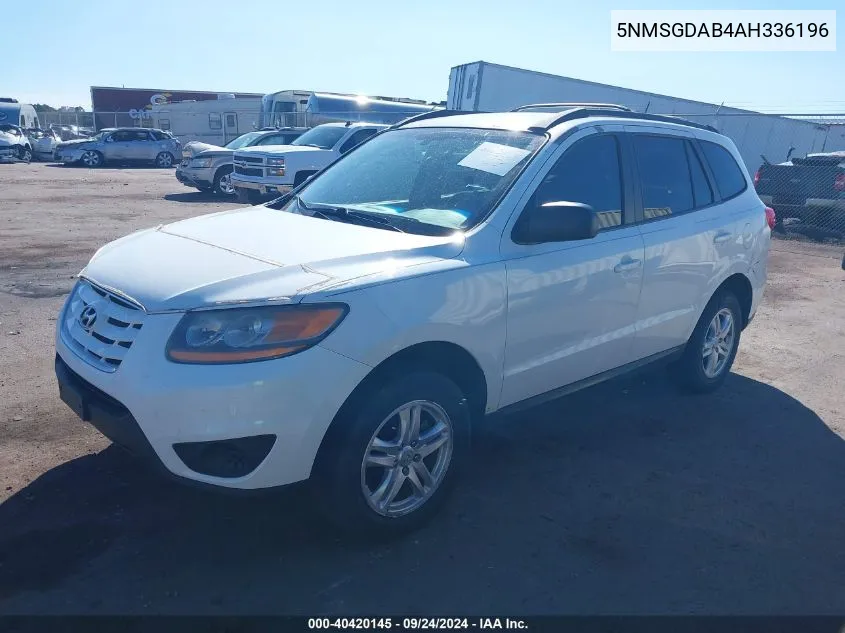 2010 Hyundai Santa Fe Gls VIN: 5NMSGDAB4AH336196 Lot: 40420145