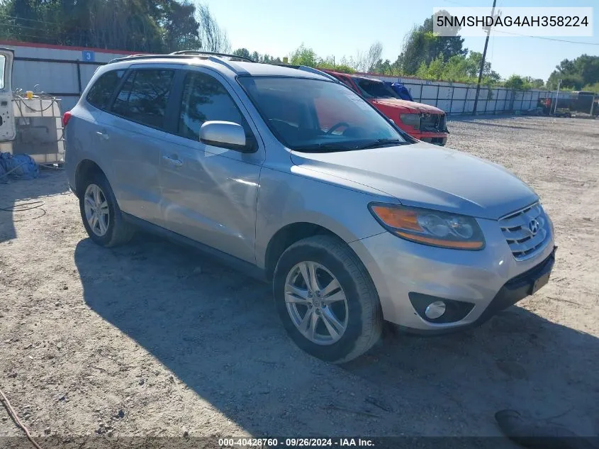 2010 Hyundai Santa Fe Se VIN: 5NMSHDAG4AH358224 Lot: 40428760