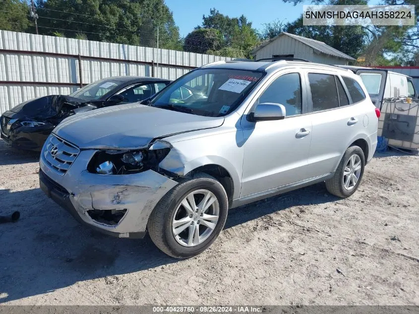 5NMSHDAG4AH358224 2010 Hyundai Santa Fe Se