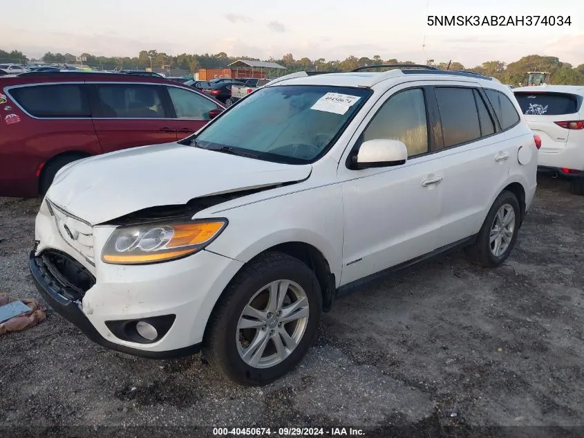 2010 Hyundai Santa Fe Limited VIN: 5NMSK3AB2AH374034 Lot: 40450674