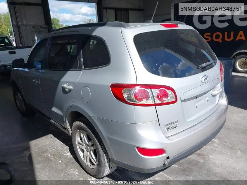 5NMSGDAB0AH348751 2010 Hyundai Santa Fe Gls