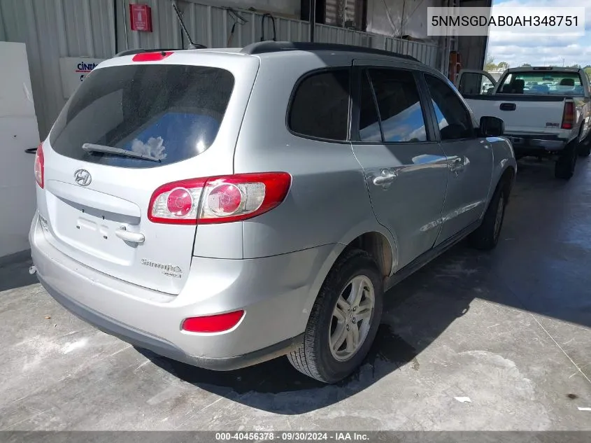 5NMSGDAB0AH348751 2010 Hyundai Santa Fe Gls