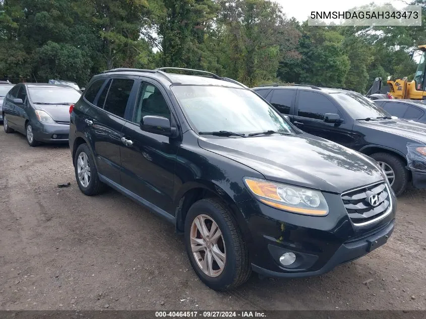 5NMSHDAG5AH343473 2010 Hyundai Santa Fe Se