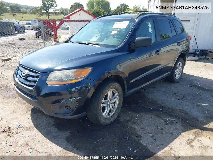 5NMSG3AB1AH348526 2010 Hyundai Santa Fe Gls