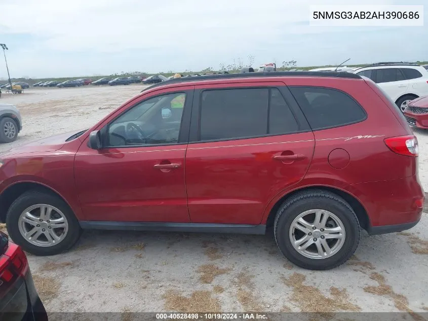 5NMSG3AB2AH390686 2010 Hyundai Santa Fe Gls