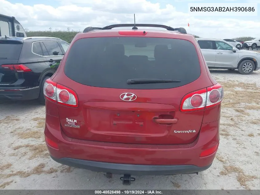 5NMSG3AB2AH390686 2010 Hyundai Santa Fe Gls