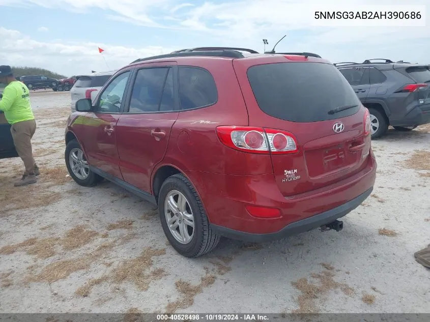 5NMSG3AB2AH390686 2010 Hyundai Santa Fe Gls