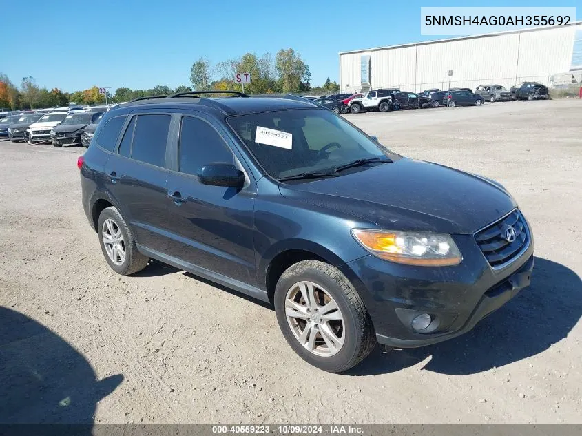 2010 Hyundai Santa Fe Se VIN: 5NMSH4AG0AH355692 Lot: 40559223