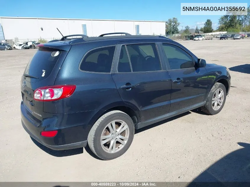 2010 Hyundai Santa Fe Se VIN: 5NMSH4AG0AH355692 Lot: 40559223