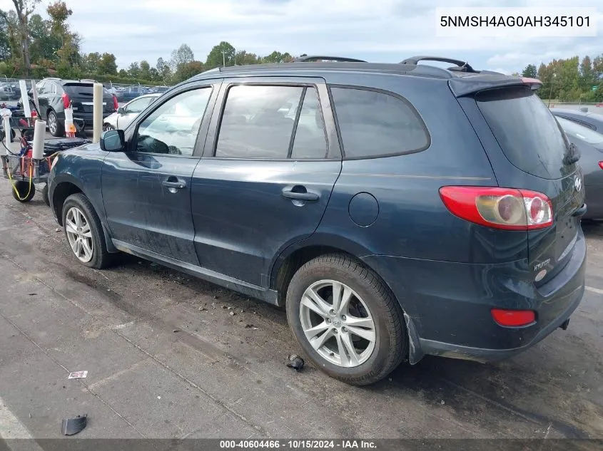 5NMSH4AG0AH345101 2010 Hyundai Santa Fe Se