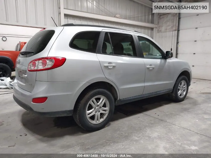 2010 Hyundai Santa Fe Gls VIN: 5NMSGDAB5AH402190 Lot: 40613458