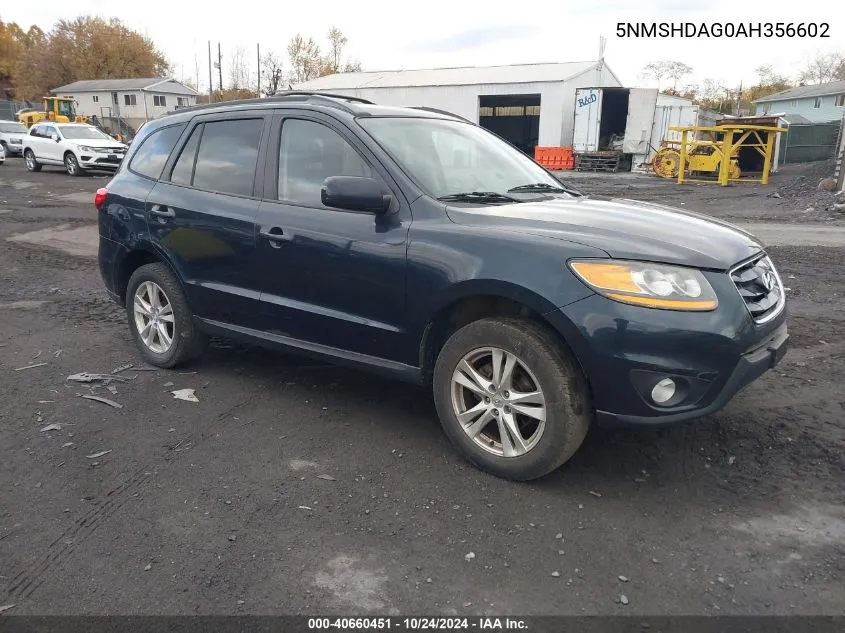 2010 Hyundai Santa Fe Se VIN: 5NMSHDAG0AH356602 Lot: 40660451