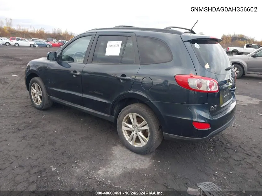 2010 Hyundai Santa Fe Se VIN: 5NMSHDAG0AH356602 Lot: 40660451