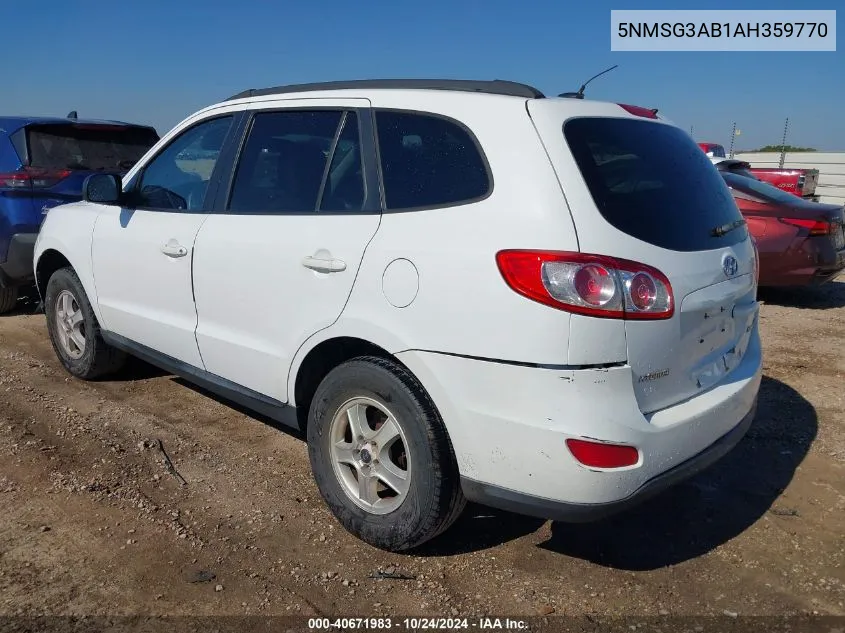 2010 Hyundai Santa Fe Gls VIN: 5NMSG3AB1AH359770 Lot: 40671983