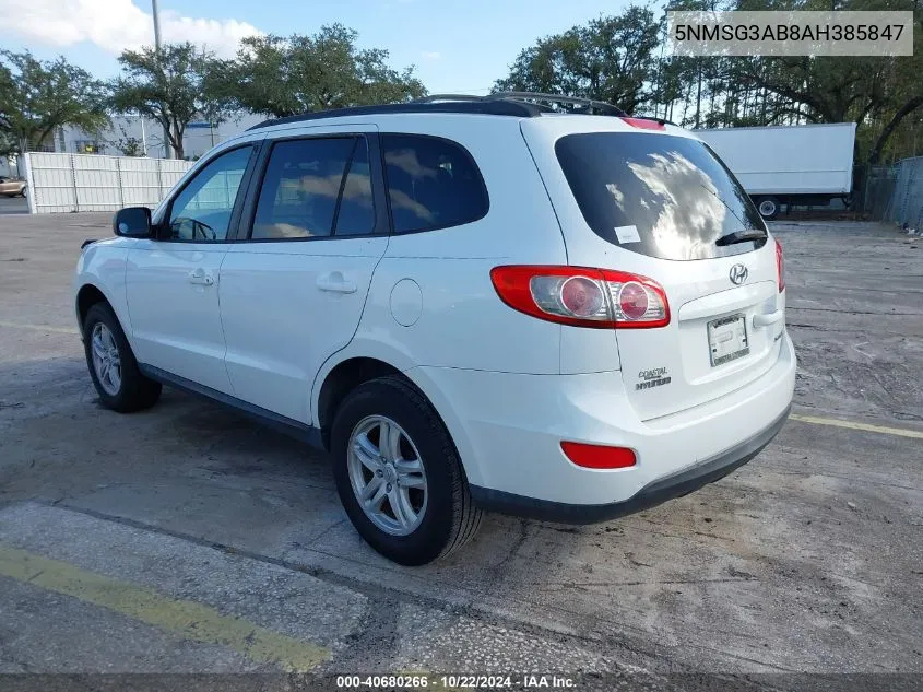 5NMSG3AB8AH385847 2010 Hyundai Santa Fe Gls