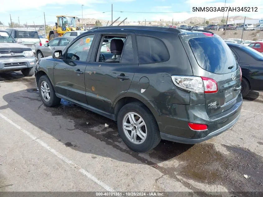 2010 Hyundai Santa Fe Gls VIN: 5NMSG3AB7AH345212 Lot: 40701351