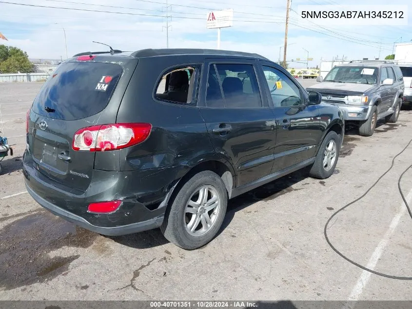 2010 Hyundai Santa Fe Gls VIN: 5NMSG3AB7AH345212 Lot: 40701351