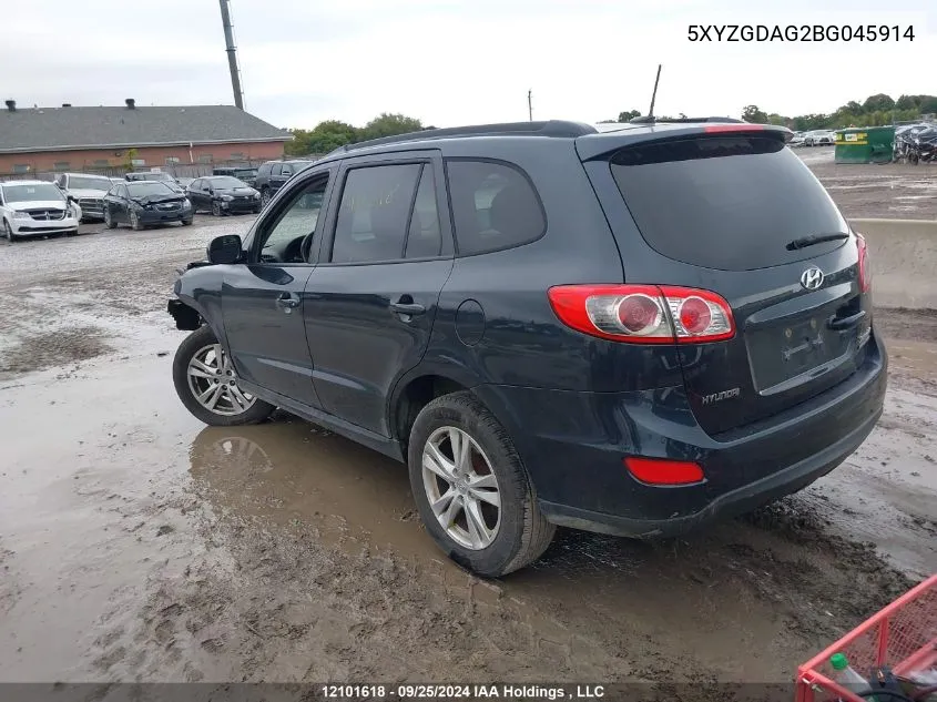 2011 Hyundai Santa Fe Gls VIN: 5XYZGDAG2BG045914 Lot: 12101618