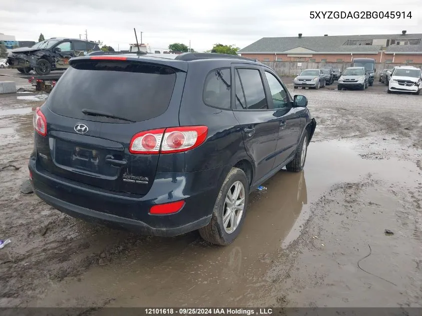 2011 Hyundai Santa Fe Gls VIN: 5XYZGDAG2BG045914 Lot: 12101618