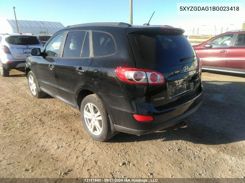 5XYZGDAG1BG023418 2011 Hyundai Santa Fe Gls