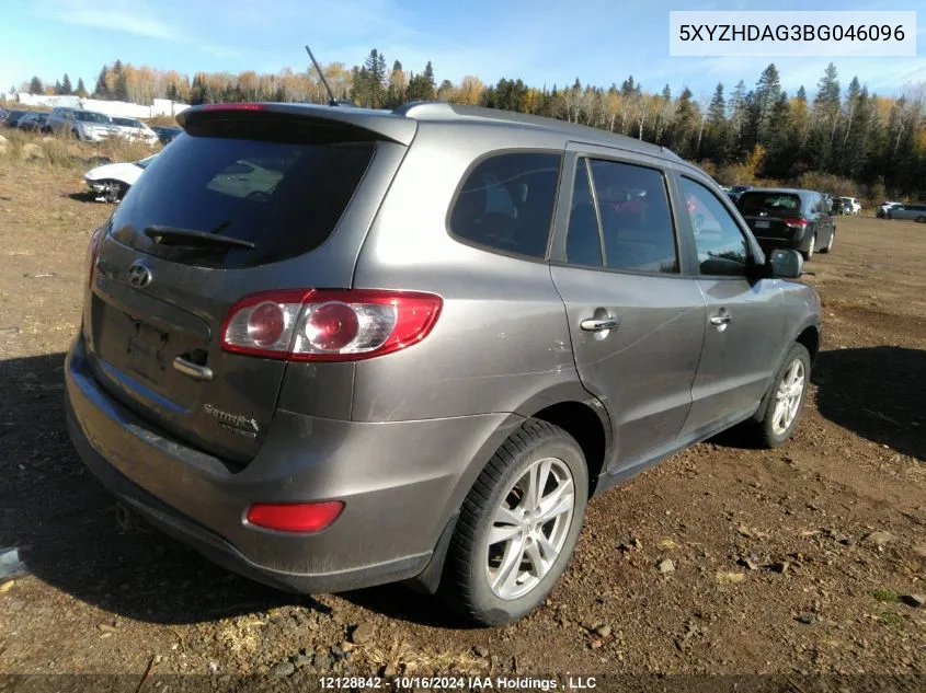 2011 Hyundai Santa Fe VIN: 5XYZHDAG3BG046096 Lot: 12128842