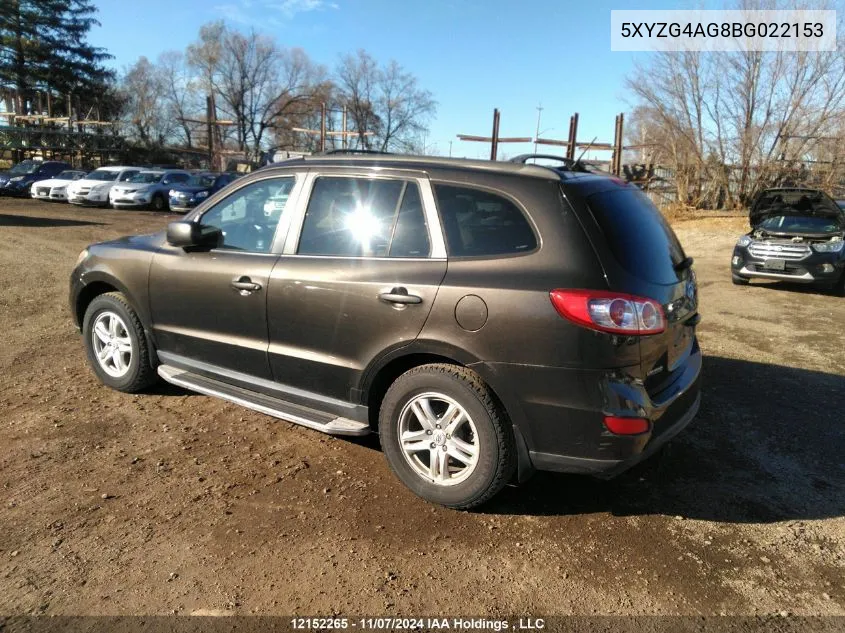 2011 Hyundai Santa Fe Gls VIN: 5XYZG4AG8BG022153 Lot: 12152265