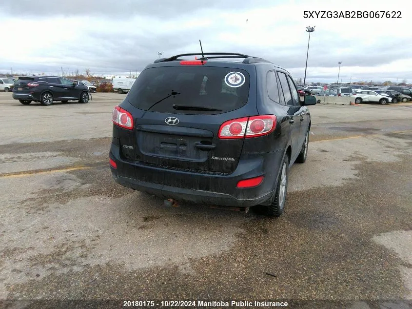 2011 Hyundai Santa Fe Gl VIN: 5XYZG3AB2BG067622 Lot: 20180175