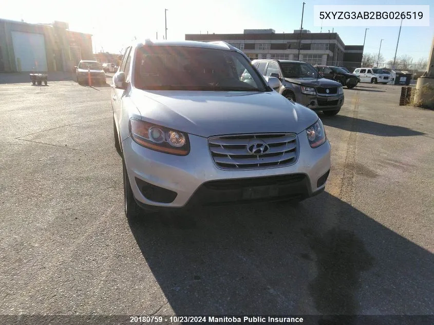 2011 Hyundai Santa Fe Gl VIN: 5XYZG3AB2BG026519 Lot: 20180759