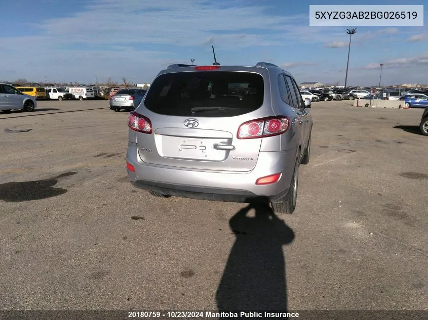 2011 Hyundai Santa Fe Gl VIN: 5XYZG3AB2BG026519 Lot: 20180759