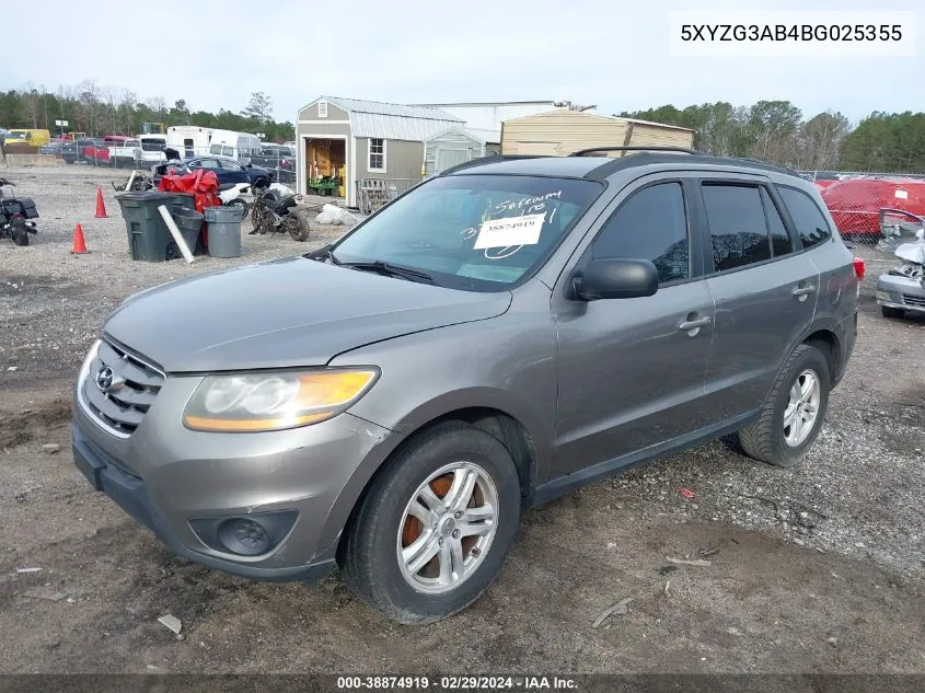 2011 Hyundai Santa Fe Gls VIN: 5XYZG3AB4BG025355 Lot: 38874919