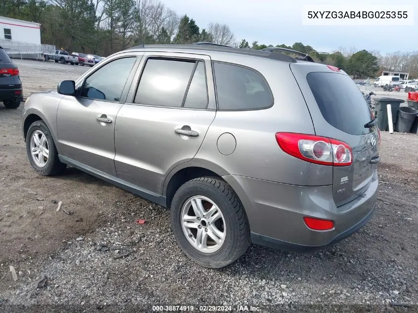 2011 Hyundai Santa Fe Gls VIN: 5XYZG3AB4BG025355 Lot: 38874919