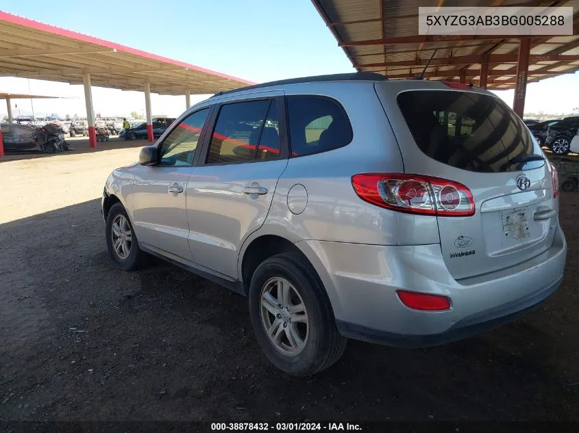 2011 Hyundai Santa Fe Gls VIN: 5XYZG3AB3BG005288 Lot: 38878432