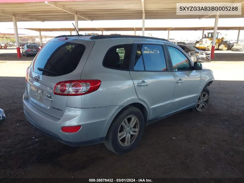 2011 Hyundai Santa Fe Gls VIN: 5XYZG3AB3BG005288 Lot: 38878432