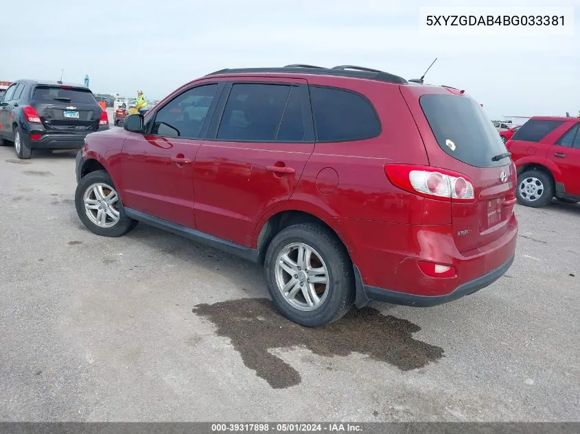 5XYZGDAB4BG033381 2011 Hyundai Santa Fe Gls