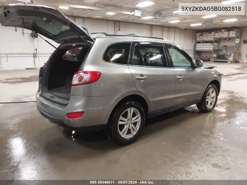 2011 Hyundai Santa Fe Limited V6 VIN: 5XYZKDAG5BG082518 Lot: 39346011