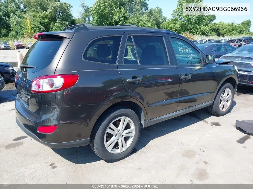 2011 Hyundai Santa Fe Se VIN: 5XYZHDAG9BG066966 Lot: 39751870