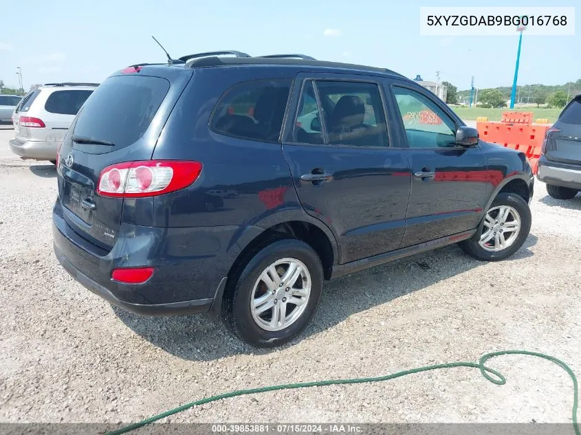 5XYZGDAB9BG016768 2011 Hyundai Santa Fe Gls