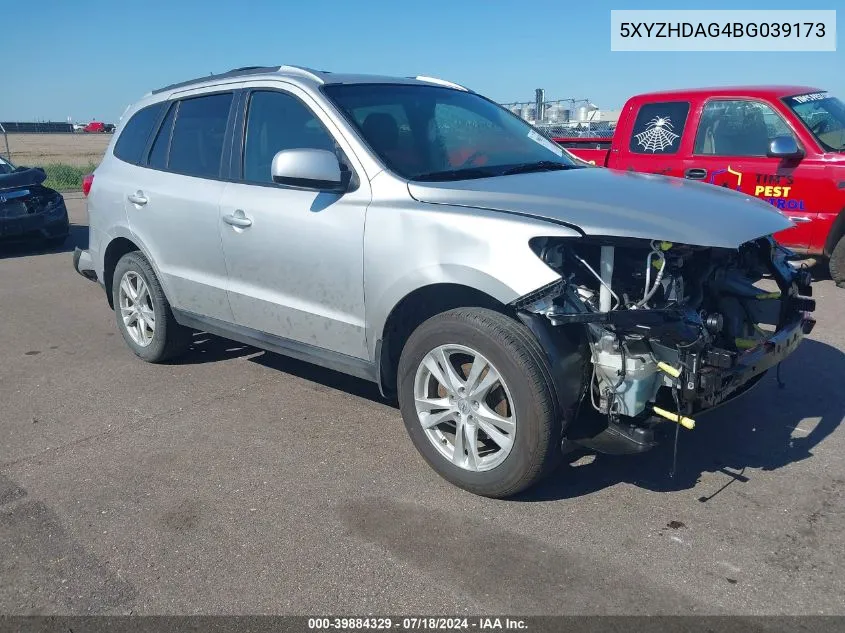 2011 Hyundai Santa Fe Se VIN: 5XYZHDAG4BG039173 Lot: 39884329