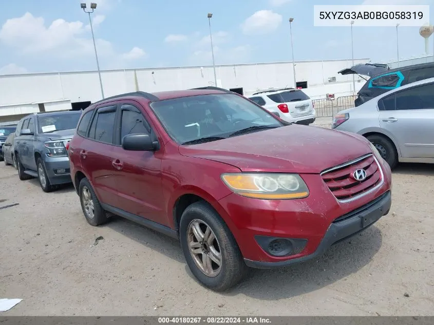 2011 Hyundai Santa Fe Gls VIN: 5XYZG3AB0BG058319 Lot: 40180267