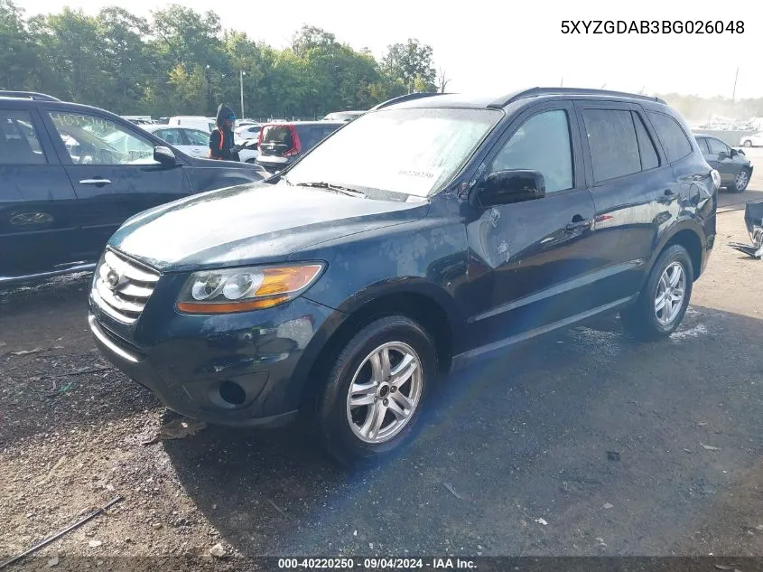 5XYZGDAB3BG026048 2011 Hyundai Santa Fe Gls