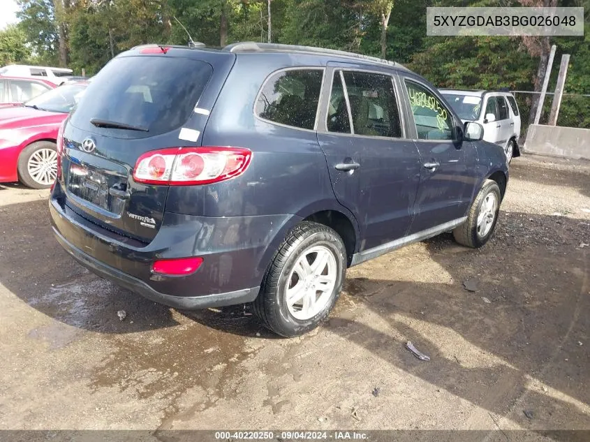 5XYZGDAB3BG026048 2011 Hyundai Santa Fe Gls