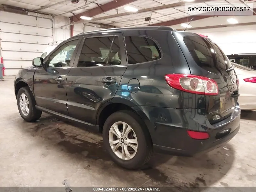 2011 Hyundai Santa Fe Gls VIN: 5XYZGDAB0BG070587 Lot: 40234301