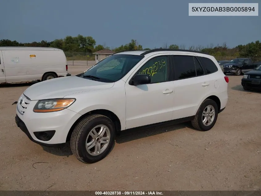 2011 Hyundai Santa Fe Gls VIN: 5XYZGDAB3BG005894 Lot: 40328738